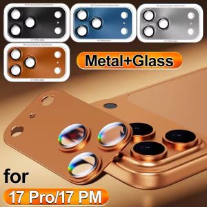 2in1 Metal Tempered Glass Lens Film Cap for IPhone 17 Pro Max 17ProMax 17PM Anti-scratch Aluminum Alloy Camera Protective Cover