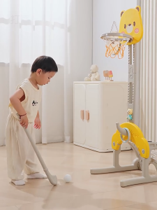 5 IN 1 Multifunctional Kids Indoor Adjustable Basketball Stand Soccer & Golf Game For Children