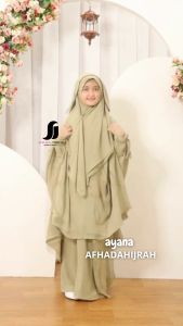 Afhadahijrah - Gamis anak perempuan set cadar Ayana Hoodie crinkle air flow denim baju dan hijab instan syari free niqab