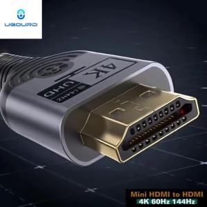 UGOURD Mini HDMI to HDMI Cable 4K 60Hz 144Hz UHD HDR HDMI 2.0 Braided Cord Bidirectional Gold Plated Connectors for DSLR Camera
