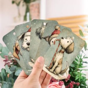50 Chiếc Thẻ Quà Tặng Chủ Đề Giáng Sinh Hình Chó Với Nhãn Giấy Dây Thừng Gai Dầu Để Gói Quà Tặng Dự Tiệc & Làm Đồ Trang Trí Cây Thông Noel