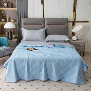 Summer Cooling Blanket For Bed Silky Air Condition Quilt Children Adult Bedding Solid Color Embossed Thin Comforter Single And Double Bed Cover