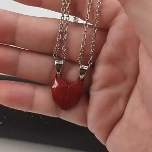 Unimese 1 Pasang Kalung Pasangan Magnet Dengan Liontin Batu Hati Couple Necklace