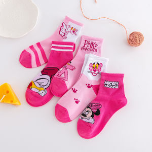 KAOS KAKI ANAK PEREMPUAN KOREA MOTIF MICKEY MOUSE PINK KARTUN SOCK KIDS SEKOLAH USIA 3-7 TAHUN