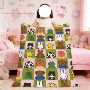 Miffy | Cute M-Miffy Blanket For Soft Throw Blanket for Picnic Bed Sofa Home Bedroom Cozy Warm Comfortable