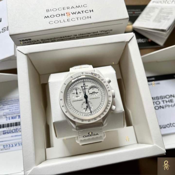 นาฬิกาOmega x Swatch Mission to the MOONPHASE (Snoopy) รุ่นใหม่ *ของแท้100% *แถมฟรี ฟิลม์กันรอยโฟกัส  #Moonswatchsnoopy