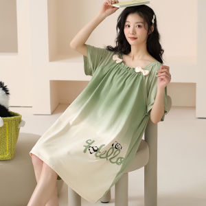 MiiOW | Pure Cotton Short Sleeve Sleepwear Womens Style 2025 New Summer Square Collar Dress Sweet Home Clothes Monochromatic Pattern