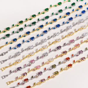 Elegant Leaf Cubic Zirconia Branch Gold Color Sparkling CZ Crystal Bracelet Fashion Female Wedding Jewelry Gift