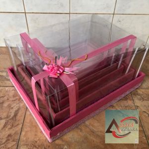box kotak seserahan pernikahan model pita 1 set isi 4 hantaran pernikahan plus mika