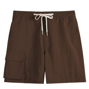 Coffee Color Casual Loose Fit Twill Cargo Shorts 5-inch