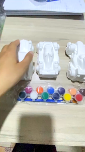 [Xe Đua] Tô Tượng Thạch Cao 13cm Cho Bé Đầy Đủ Màu Cọ Khay Bộ Tượng Tô Màu Đồ Chơi Trẻ Em Giải Trí