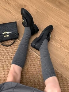 Miu Style Half Skirt Loafers College Wind Small Leg Socks Really Only Lacking in Leggings to Match Half Skirts plus Loafers