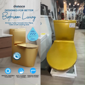 Domaco 1055 Rimless Turbo Tornado One-Piece Toilet w Soft Closing seat cover