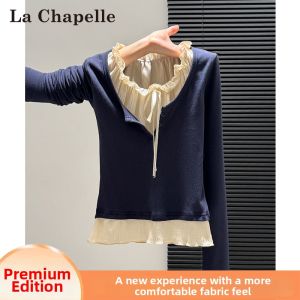 La Chapelle | Korean Sweet Layered Wooden Edge Colorblock T-shirt