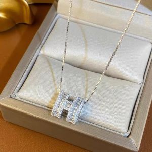 S925 Silver Needle Airy Zirconia Embellished H-Shape Earrings Minimalist Korean Design Trendy Fashion Jewelry for Women