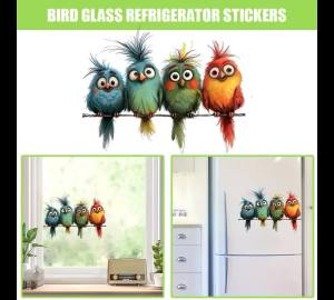 3PCS Funny Cute Birds Vinyl Decals Removable 2D Flat Stickers Self-Adhesive for Glass Windows Tiles & Metal Surfaces Home Decor