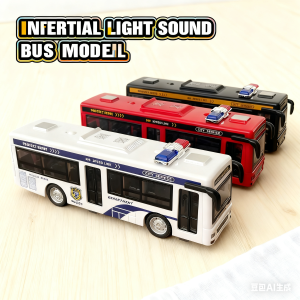 Childrens Simulated Bus Model Door-opening with Light and Sound Effect Inertial Vehicle Sightseeing Bus Children Xmas Toy