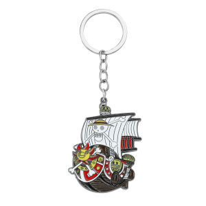 Bandai | Anime Metal Keychain Sun God Luffy Keyring Creative Pendant Car Key Accessory Fashion Decoration Hanging Ornament Gift