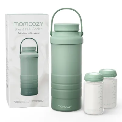 Momcozy ตู้แช่น้ำนมนมแบบพกพา22ออนซ์สำหรับกลางแจ้งเครื่องรักษาชีวิตด้วยความเย็นทั้งหมด360 ° 24ชั่วโมงเครื่องแช่นมแม่เดินทางความจุขนาดใหญ่พร้อมขวดนม2ชิ้นสำหรับเก็บน้ำนมแม่