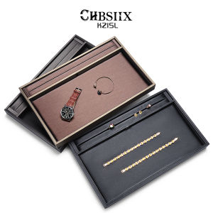 C&K Jewelry Display Plate PU Leather Jewelry Viewing Tray Ring Necklace Bracelet Earring Storage Showcase Plate