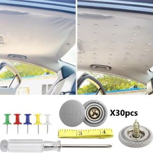 30pcs Car Roof Repair Rivets Headliner Repair Button Roof Snap Rivets Retainer for Interior Ceiling Cloth Fixing Repair Buckle with Installation Tool