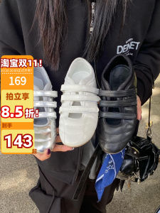 Mary Jane Soft Bottom Flat Shoes Womens Casual Sports Shoes Bowling Ballet Shoes Magic Tape Slip-On Fashionable Korean Style