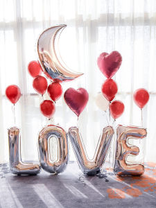 Wedding Bedroom Decorative Aluminum Foil Balloons Bridegroom Bedroom Window Decoration Simple Marriage Proposal Balloons