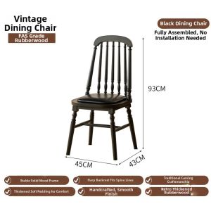 MU FENG ZHI NAN | Soft Padded Retro Solid Wood Backrest Makeup Chair