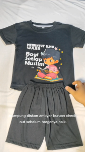 Setelan Baju Kaos Distro Kata Kata Islami Anak Laki Laki Karakter Muslim Cowok Ngaji 1 - 10 Tahun