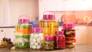 Glass Jar With Lid Wide Mouth Airtight Plastic Pour Spout Lids Bulk-Dry Food Storage Pickling Mason Jar Canister Raw Milk Bottle Jug Fermenting Sun Tea Kombucha Kefir Water Storing Canning
