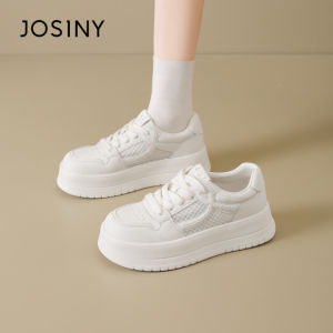 Josiny | White Thick-sole Height-Increasing Breathable Casual Womens Sneakers