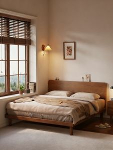 DONGMU | Small Apartment Suitable Solid Wood Oak Bed Simple Design
