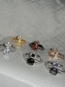 Vivien Zirconium Saturn Ring Fully Set Glowing Hip Hop Style Womens Ring Fashionable Korean Design Gold Plated Jewelry