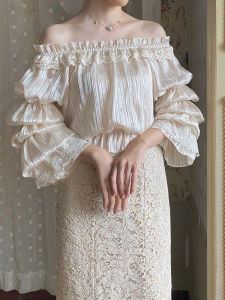 Elegant Inner Wear Shirt One Shoulder Tunic Sleeve Chiffon Airfreeings Lolita Wendy Elegant Classical Soft Girl Style Original Design