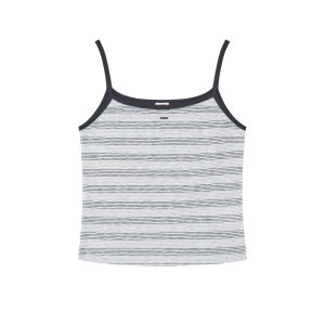 Round Neck Versatile Gray Striped Cool Womens Vest