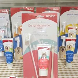BIOLINE Toothpaste for Cat 50g Cheese flavour ToothpasteToothbrush Set Dental Care Gel for Pet Fresh Breath Mint