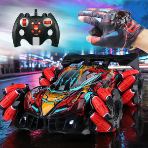 4Wd Rc Stunt Car with Sprayer & Namu Wheels 2.4g Remote Control Drift Vehicle Colorful Led Lights & Sound Off-Road Toys Gift F