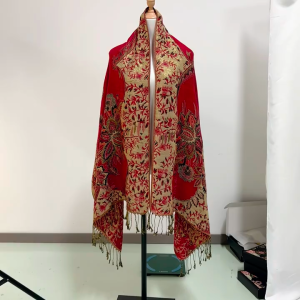 Retro Tassels Printed Embroidery Cashew Bridal Long Shawl Pashmina Jacquard Khimar Tudue Hijab Cashew Muslim Woman Headscarf