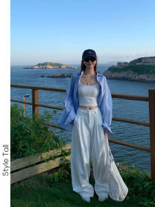 White Wide Leg Jeans Womens Summer 2024 Extended High Waist Slimming Breathable Pleated Loose Fit Long Jeans Denim Pants