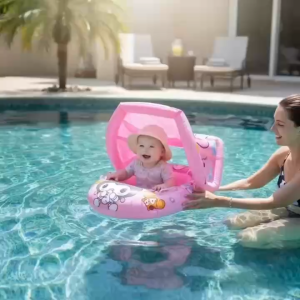 Baby swimming float UV-protective sunshade inflatable baby swimming ring cartoon design UMISKY