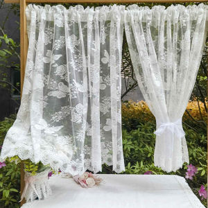 Charming White Lace Floral Sheer Curtain Rod & Pocket Design