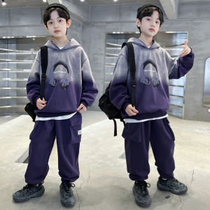 ชุดกีฬาฤดูใบไม้ร่วงสำหรับเด็กชาย ชุดแฟชั่นฤดูใบไม้ผลิและฤดูใบไม้ร่วง ชุดเด็กชาย ชุดเด็ก 2 ชิ้น ผ้าผสมคอตตอน ปกติ