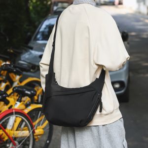 Large Capacity Crossbody Bag for Men And Women Casual Commuter Bicycle Riding Sport Single Shoulder Bag Dumpling Shape Nylon Fabric