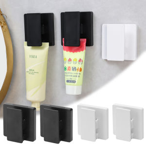 1pair Punch-free Wall-mounted Toothpaste Holder Self Adhesive Bathroom Organizer Durable Facial Cleanser Towel Storage Rack Accessories