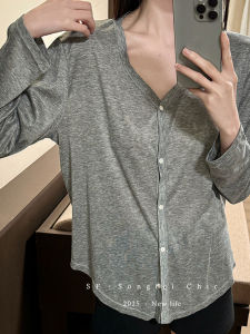 Áo Len Cardigan Dệt Kim Cổ Chữ V Mỏng Dài Tay Cho Nữ Mùa Xuân Hè Thường Ngày Áo Khoác Ngoài Chống Nắng Chống Lạnh