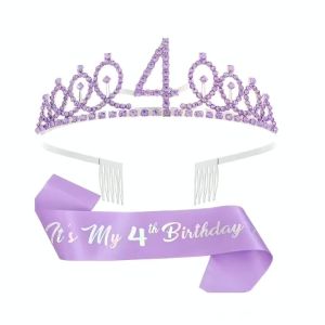 Bộ Vương Miện Và Dải Băng Sinh Nhật 2 Món/bộ Dành Cho Bé Gái Và Phụ Nữ - Bộ Vương Miện Và Dải Băng Hợp Kim Dành Cho Các Bữa Tiệc Sinh Nhật Từ 3 Đến 10 Tuổi