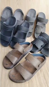 Dép da quai hậu chất liệu da sáp đế đúc nguyên khối may viềng xung quanh xuyên đế Dép Quai Hậu -H Đen