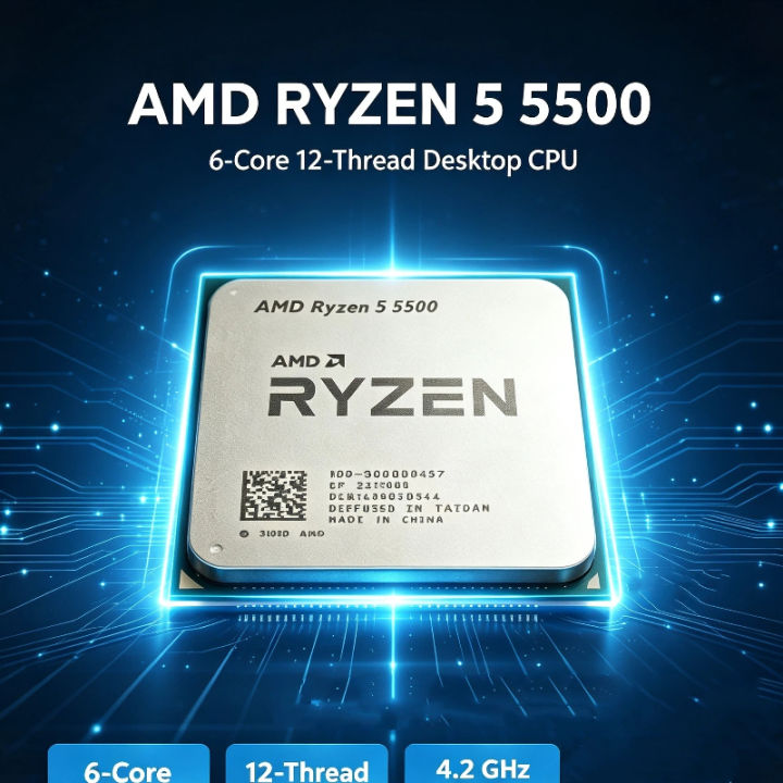 AMD | AMD Ryzen 5 5500 6‑Core 12‑Thread CPU Processor 4.2GHz Boost