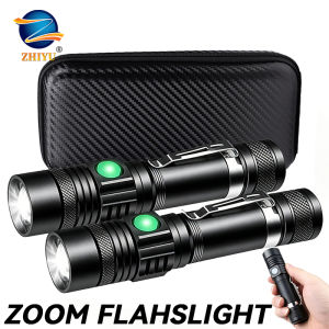 T6 LED Rechargeable Flashlight18650 Zoomable Torch Cap Clamp & Headlamp & Pen Clip Handheld Work Light for Outdoor Camping