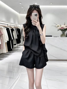 SENWA | Unique Petite Female Black Shorts Set Summer